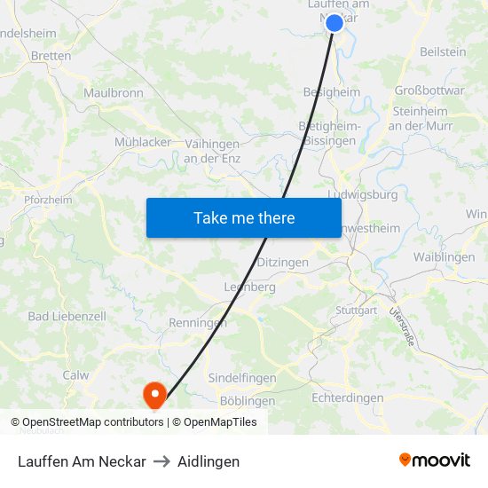 Lauffen Am Neckar to Aidlingen map