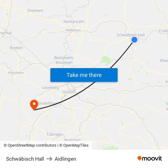 Schwäbisch Hall to Aidlingen map