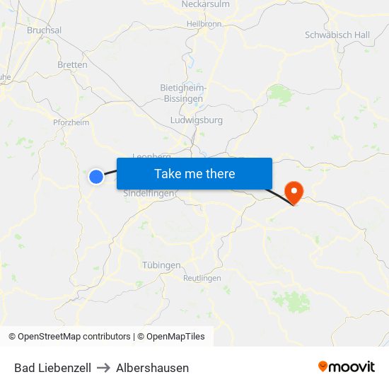 Bad Liebenzell to Albershausen map