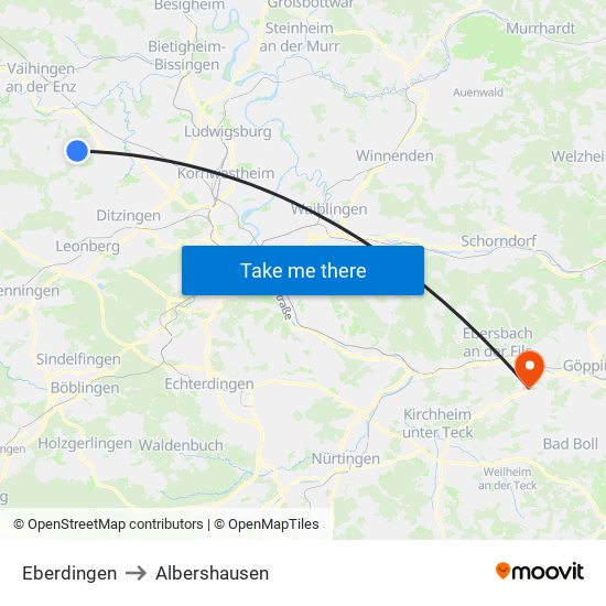 Eberdingen to Albershausen map