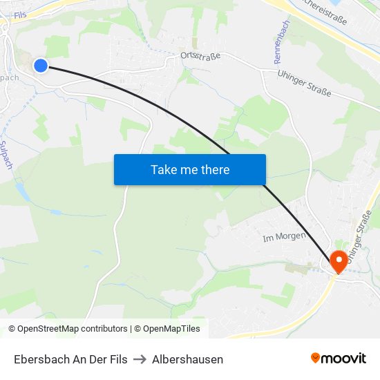 Ebersbach An Der Fils to Albershausen map