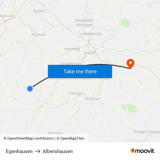 Egenhausen to Albershausen map