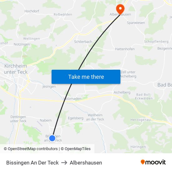 Bissingen An Der Teck to Albershausen map