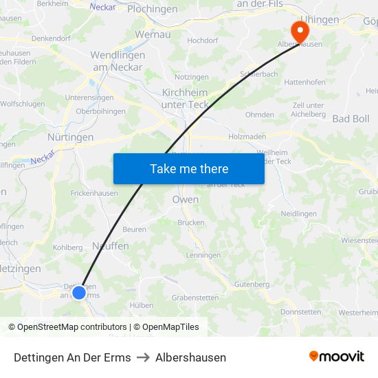 Dettingen An Der Erms to Albershausen map