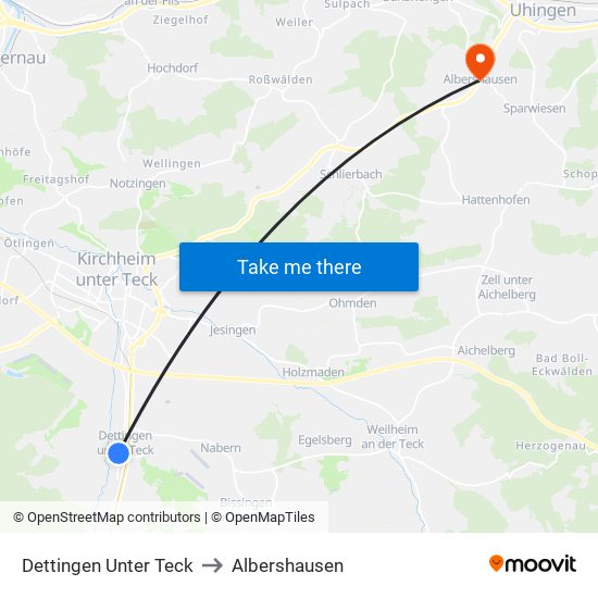 Dettingen Unter Teck to Albershausen map