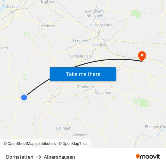 Dornstetten to Albershausen map