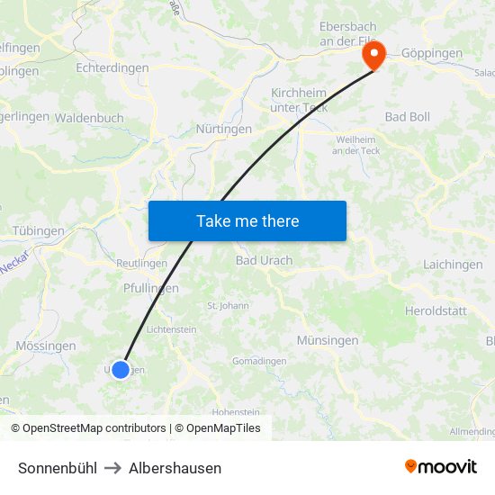 Sonnenbühl to Albershausen map