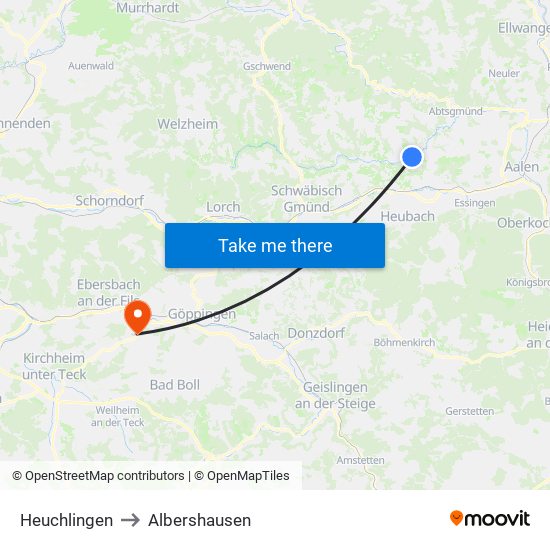 Heuchlingen to Albershausen map