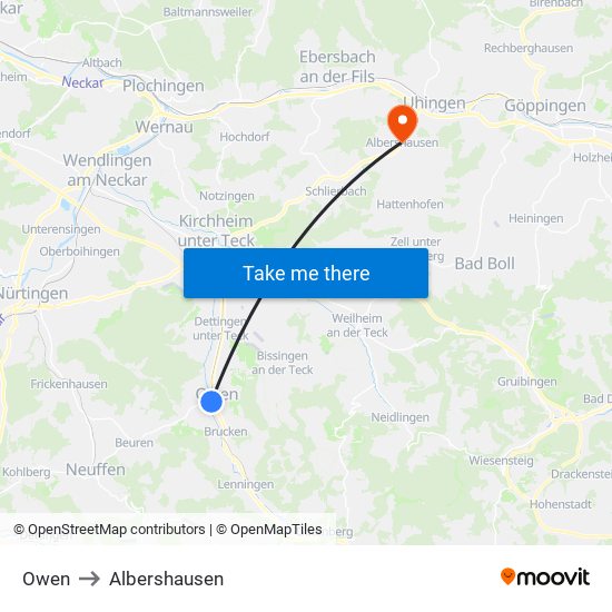 Owen to Albershausen map