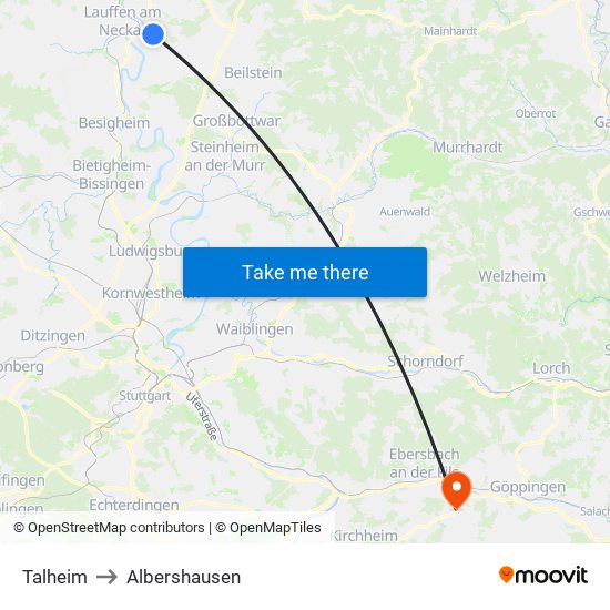 Talheim to Albershausen map