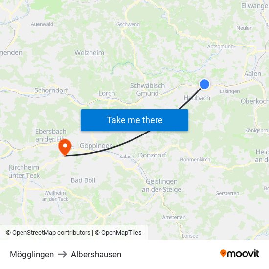 Mögglingen to Albershausen map