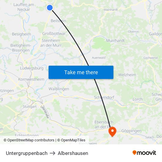 Untergruppenbach to Albershausen map