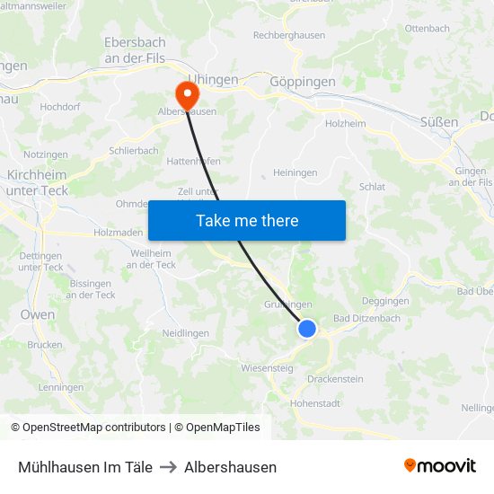 Mühlhausen Im Täle to Albershausen map