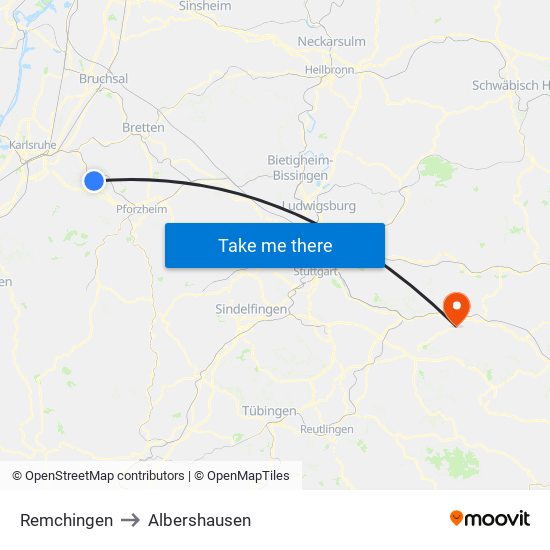 Remchingen to Albershausen map