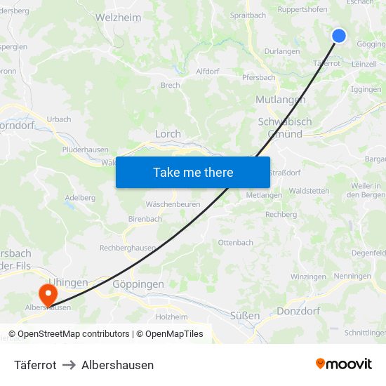 Täferrot to Albershausen map