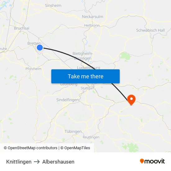 Knittlingen to Albershausen map