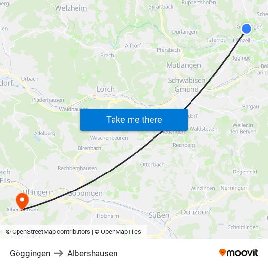 Göggingen to Albershausen map