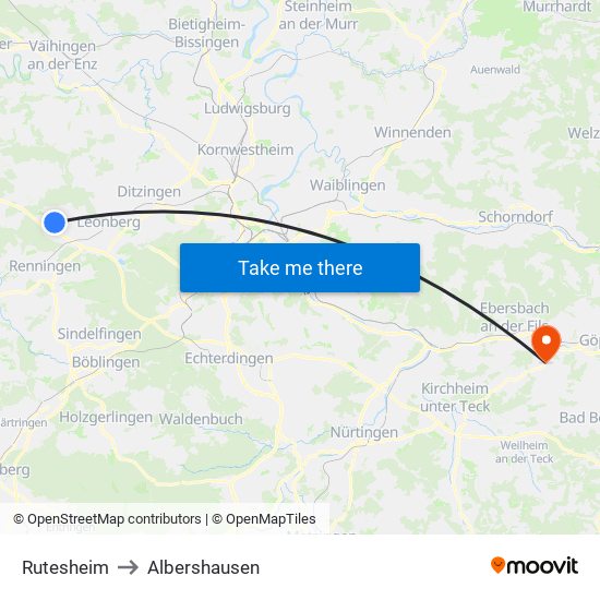 Rutesheim to Albershausen map