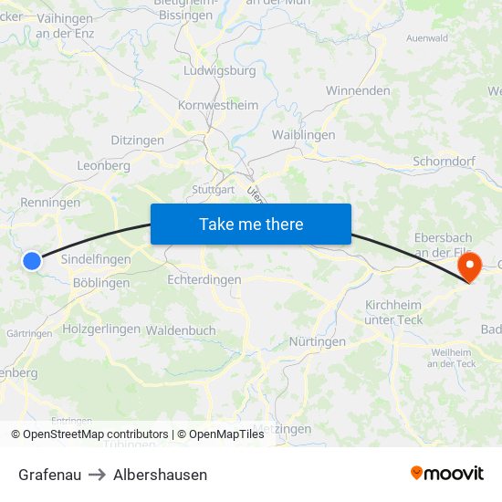 Grafenau to Albershausen map