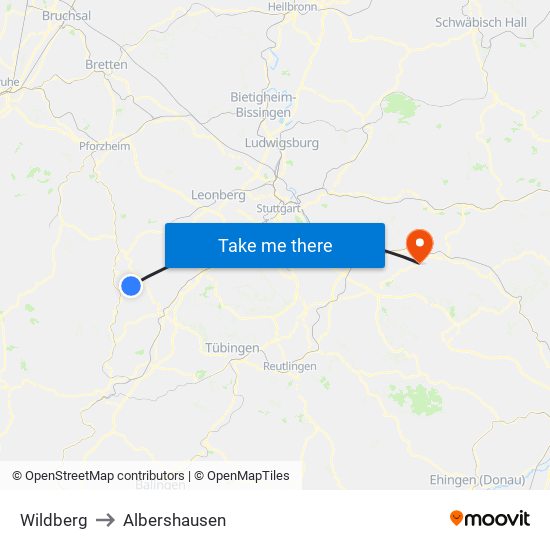 Wildberg to Albershausen map
