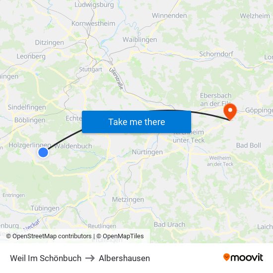 Weil Im Schönbuch to Albershausen map
