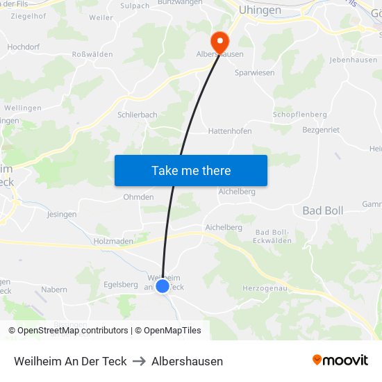 Weilheim An Der Teck to Albershausen map