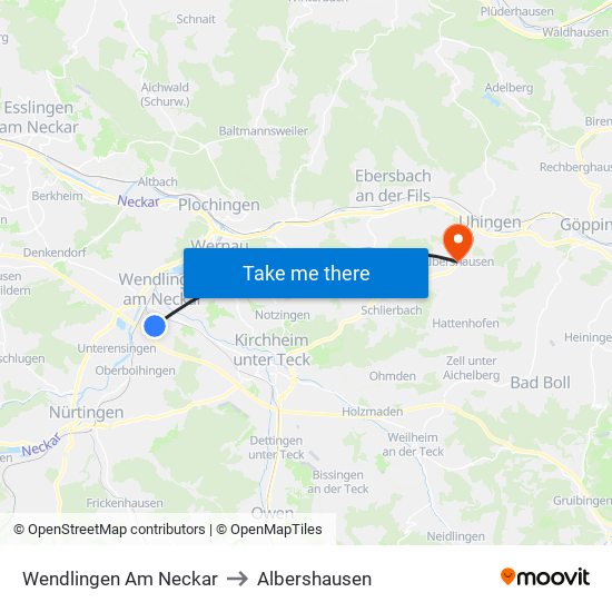 Wendlingen Am Neckar to Albershausen map