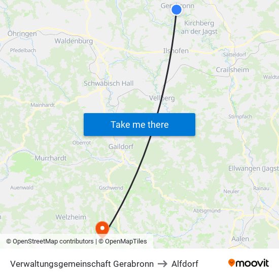 Verwaltungsgemeinschaft Gerabronn to Alfdorf map