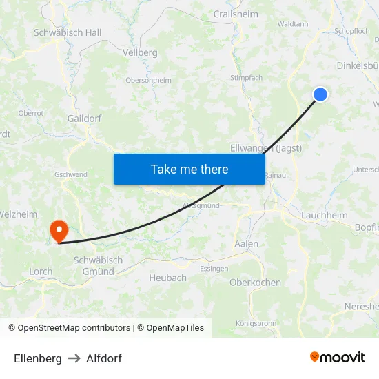 Ellenberg to Alfdorf map