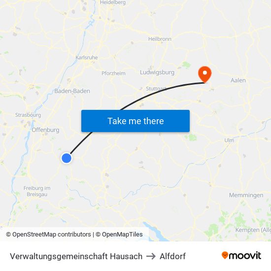 Verwaltungsgemeinschaft Hausach to Alfdorf map
