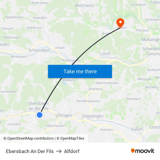 Ebersbach An Der Fils to Alfdorf map