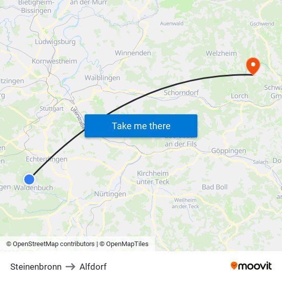 Steinenbronn to Alfdorf map