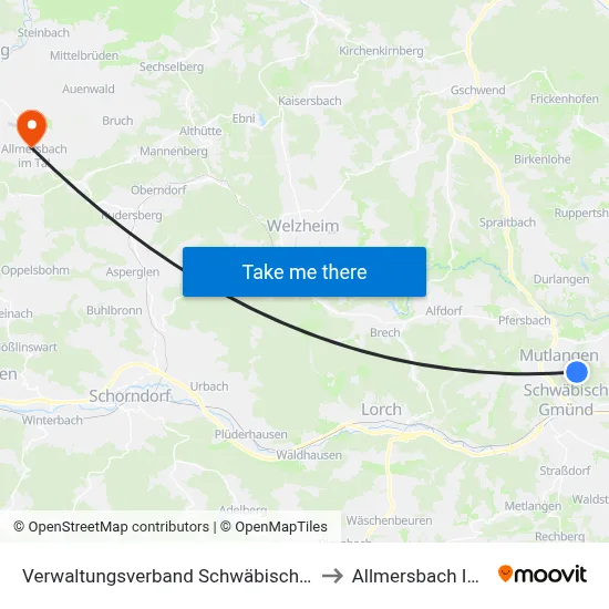 Verwaltungsverband Schwäbischer Wald to Allmersbach Im Tal map
