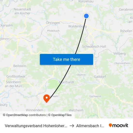 Verwaltungsverband Hohenloher Ebene to Allmersbach Im Tal map