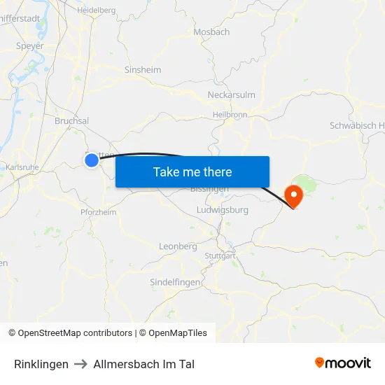 Rinklingen to Allmersbach Im Tal map