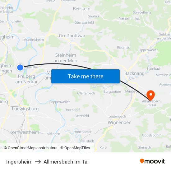 Ingersheim to Allmersbach Im Tal map