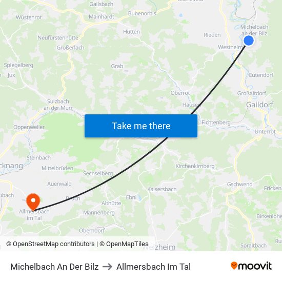 Michelbach An Der Bilz to Allmersbach Im Tal map