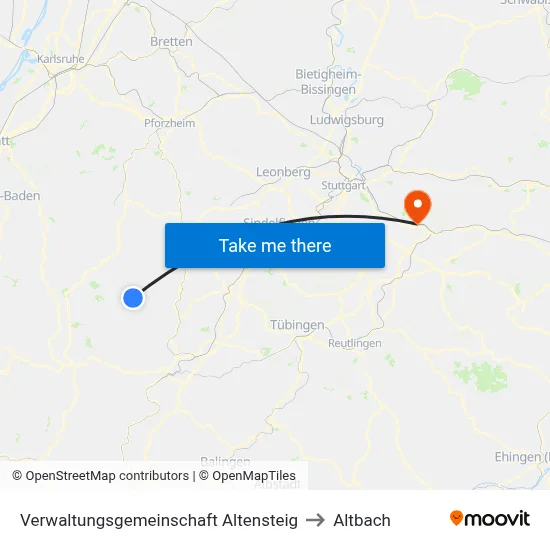 Verwaltungsgemeinschaft Altensteig to Altbach map