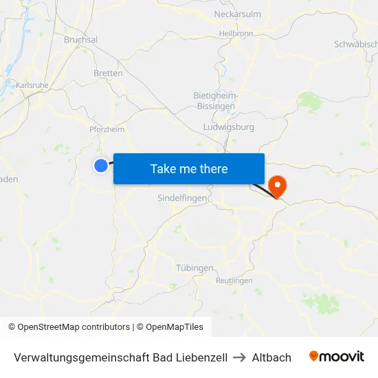 Verwaltungsgemeinschaft Bad Liebenzell to Altbach map