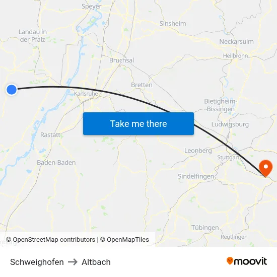 Schweighofen to Altbach map