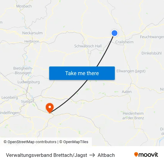 Verwaltungsverband Brettach/Jagst to Altbach map
