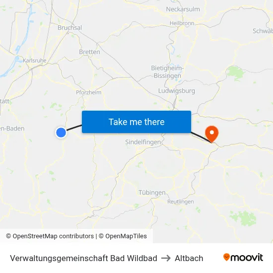 Verwaltungsgemeinschaft Bad Wildbad to Altbach map
