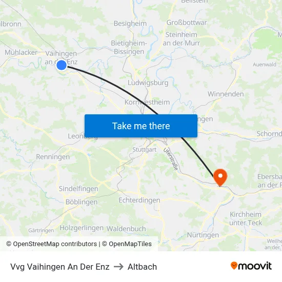 Vvg Vaihingen An Der Enz to Altbach map