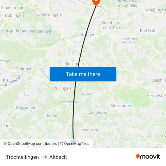 Trochtelfingen to Altbach map