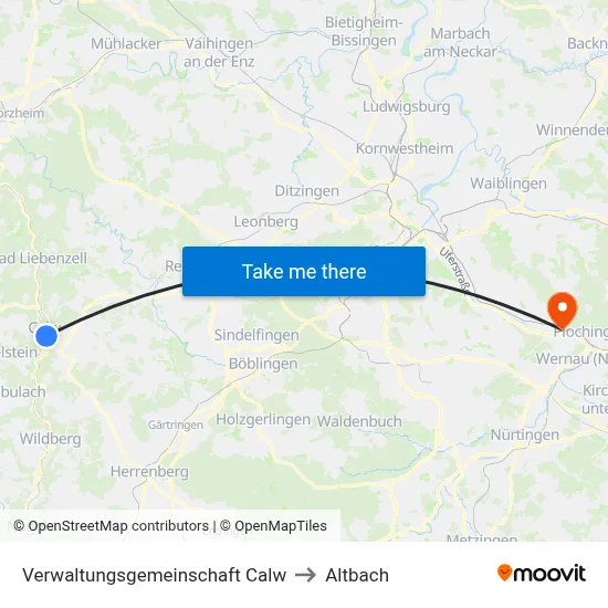 Verwaltungsgemeinschaft Calw to Altbach map