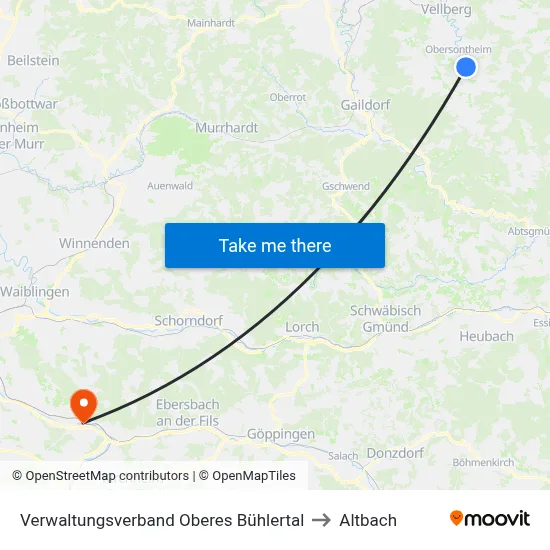 Verwaltungsverband Oberes Bühlertal to Altbach map