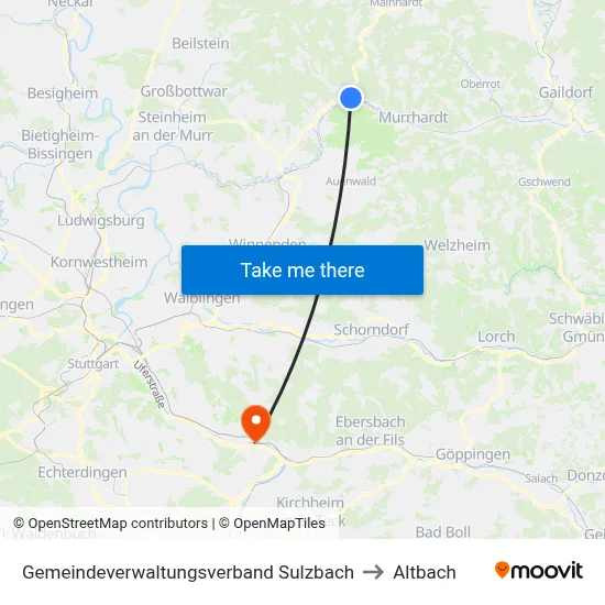 Gemeindeverwaltungsverband Sulzbach to Altbach map