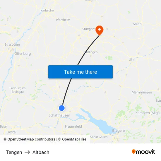 Tengen to Altbach map