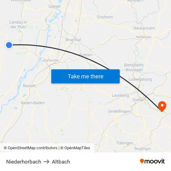 Niederhorbach to Altbach map