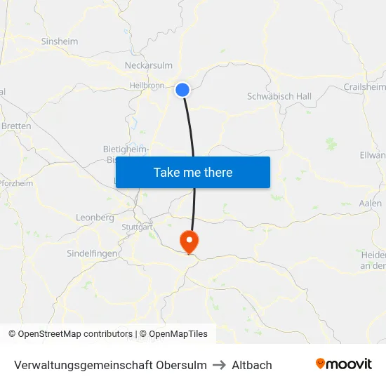 Verwaltungsgemeinschaft Obersulm to Altbach map